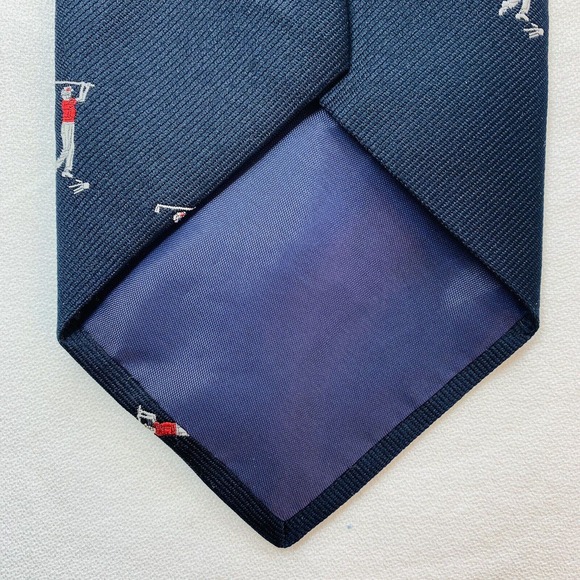 Johnny Appleseed’s Golf Motif Repp‎ Tie Navy Blue Prep Traditional Beverly Mass - Picture 4 of 7